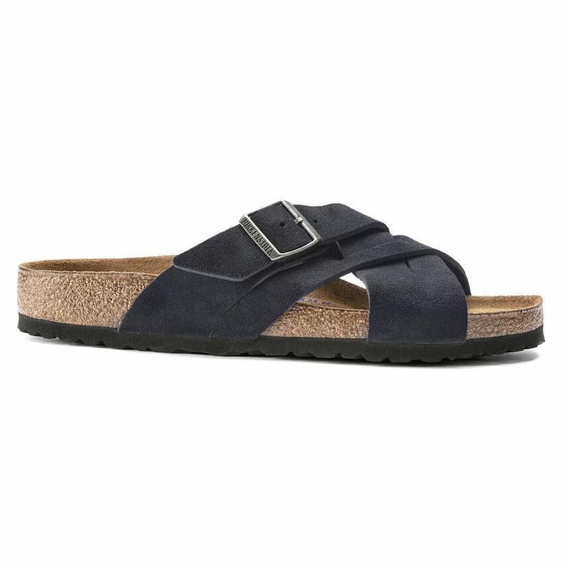 Birkenstock Lugano Soft Footbed Ruskind Sandaler Dame Sort | DK 348EBC